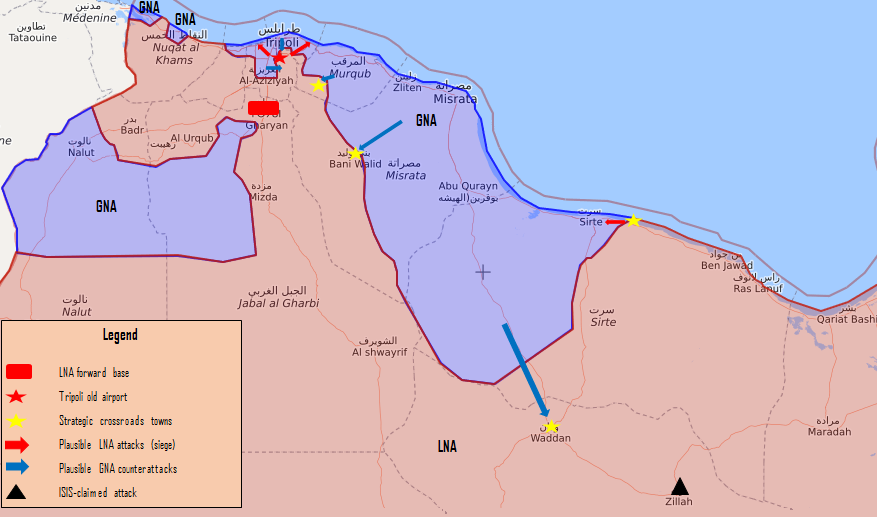 LNA Positions outside Tripoli, Libya as of May 23, 2019 (graphic by author)