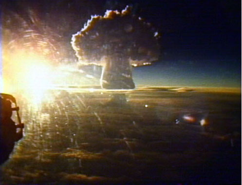 Mushroom cloud of the Tsar Bomba hydrogen bomb.