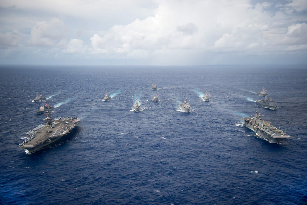 USS Ronald Reagan with carrier strike group 5 and expeditionary strike group 7