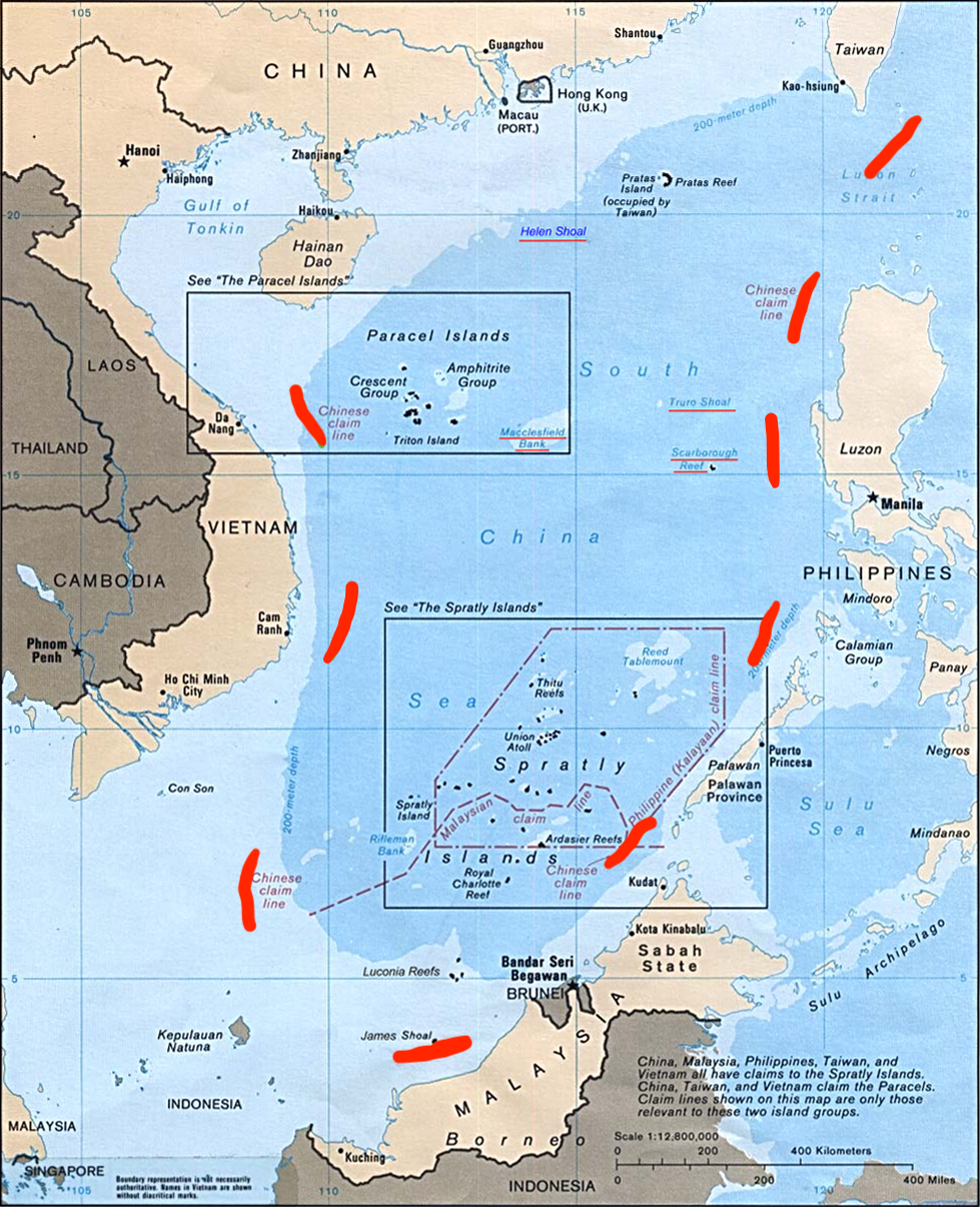 South China Sea Map with Nine-Dash Line