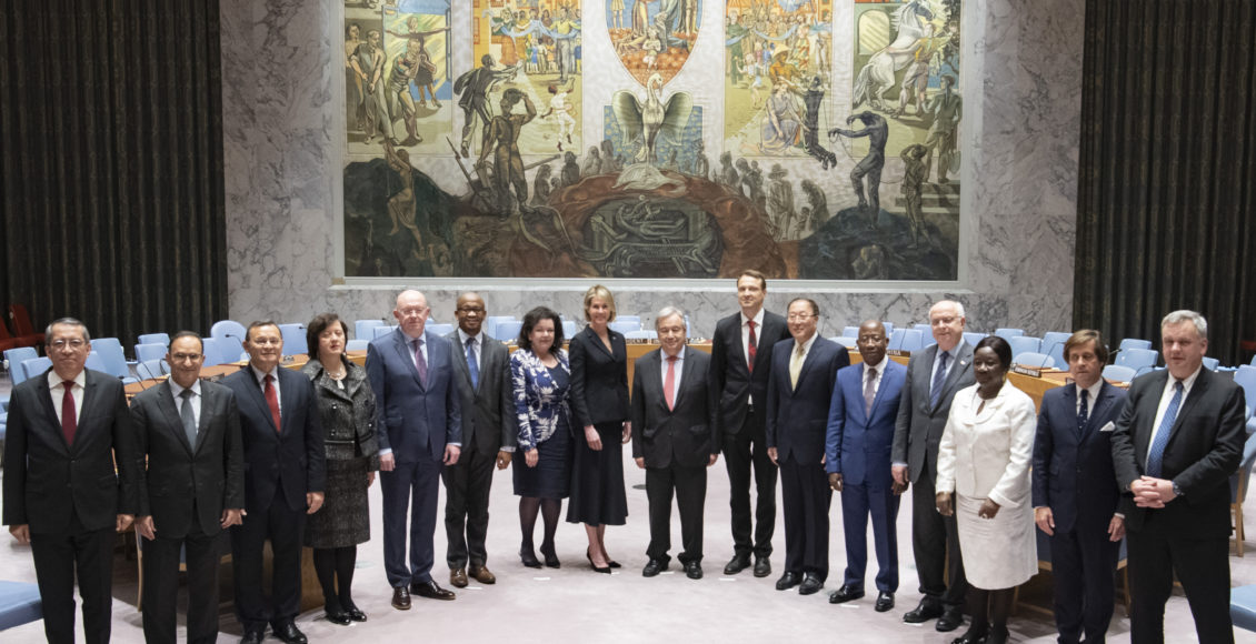 U.K. Permanent Representative to the UN Karen Pierce with other Security Council delegates