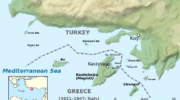 Map of Kastellorizo and the surrounding islets.