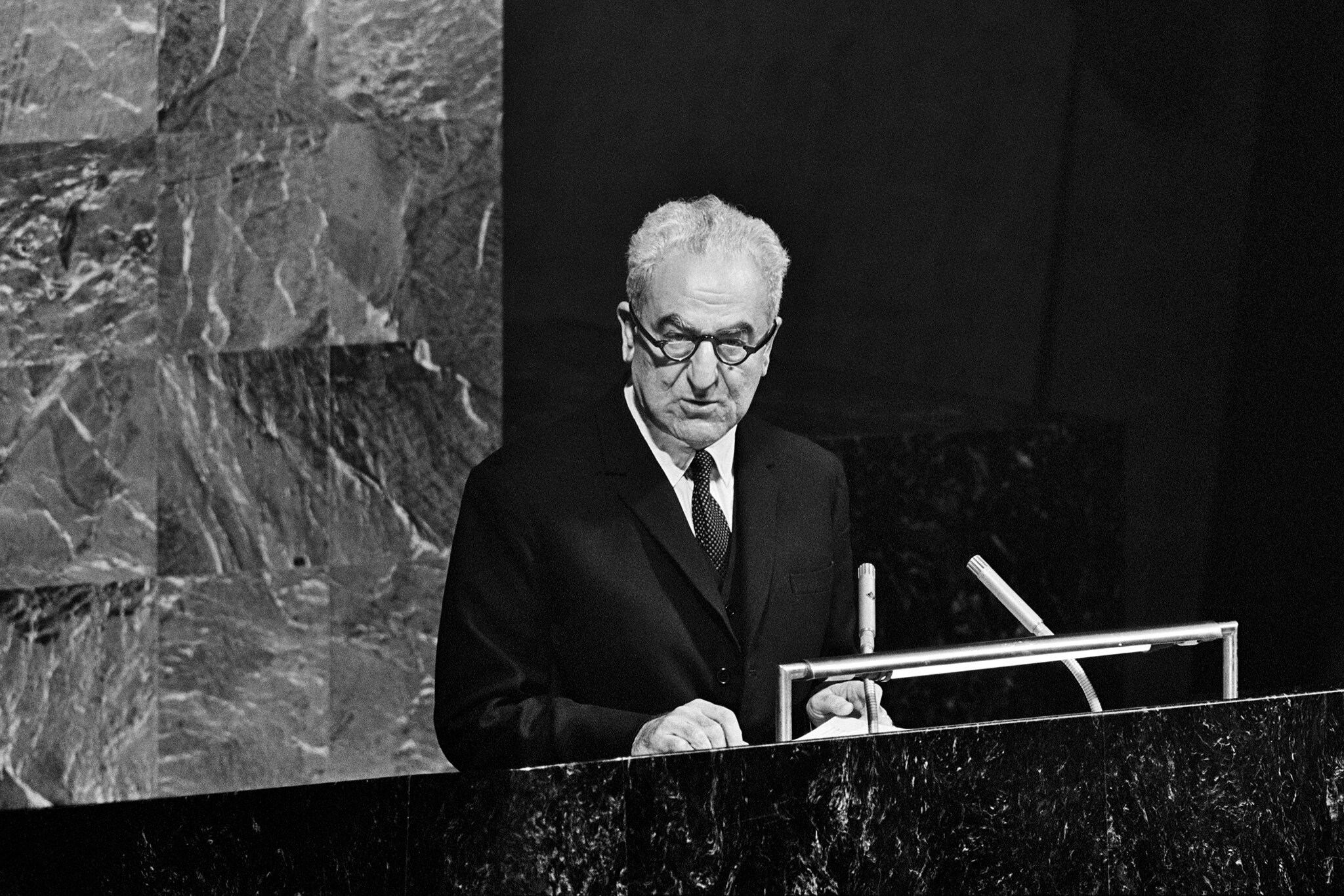 Charles Malik addresses the UN General Assembly in 1968
