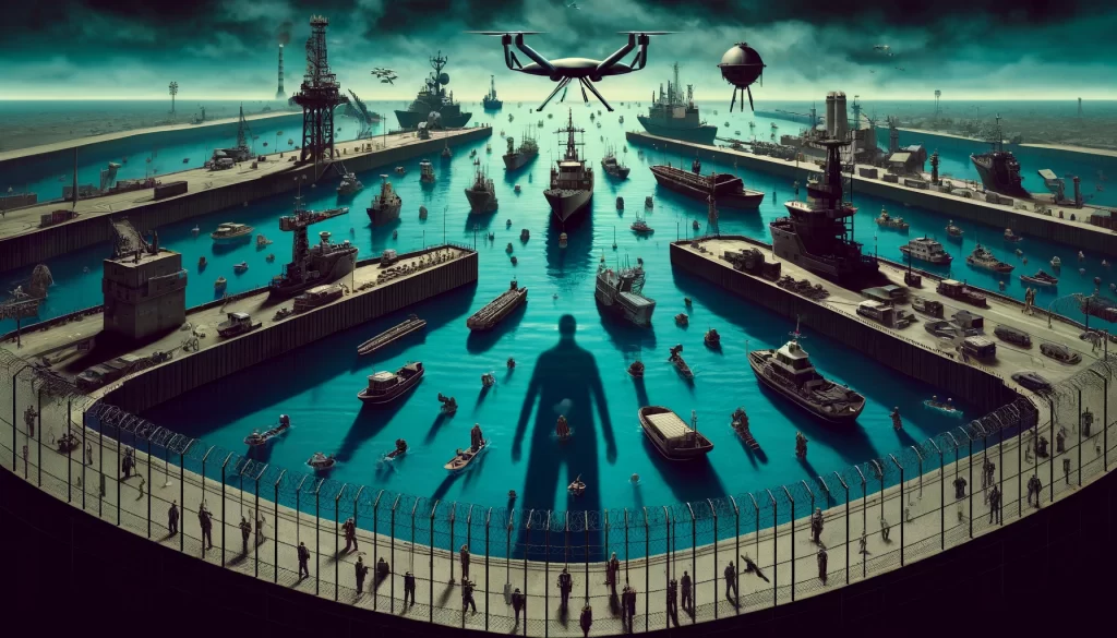 Surreal Image of Harbor Security