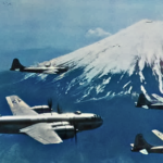 WWII Photo of B-29s flying over Mt. Fuji Japan.